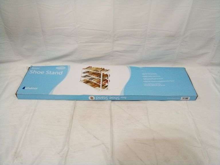 Whitmor Floor Shoe Stand, White- Holds Up to 20 Pairs