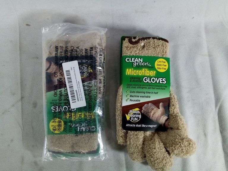 Lot of 2 - Clean Green High-Performance Microfiber Cleaning and Dusting Gloves