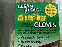 Lot of 2 - Clean Green High-Performance Microfiber Cleaning and Dusting Gloves