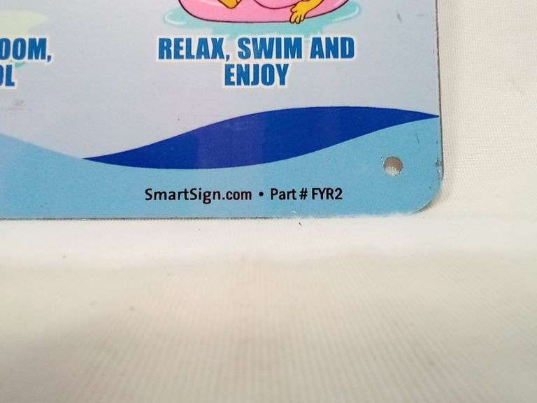 SmartSign “Our Pool Rules - No Running, No Glass In Pool Area, No Diving..." Metal Sign – FYR2