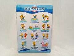 SmartSign “Our Pool Rules - No Running, No Glass In Pool Area, No Diving..." Metal Sign – FYR2