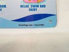 SmartSign “Our Pool Rules - No Running, No Glass In Pool Area, No Diving..." Metal Sign – FYR2