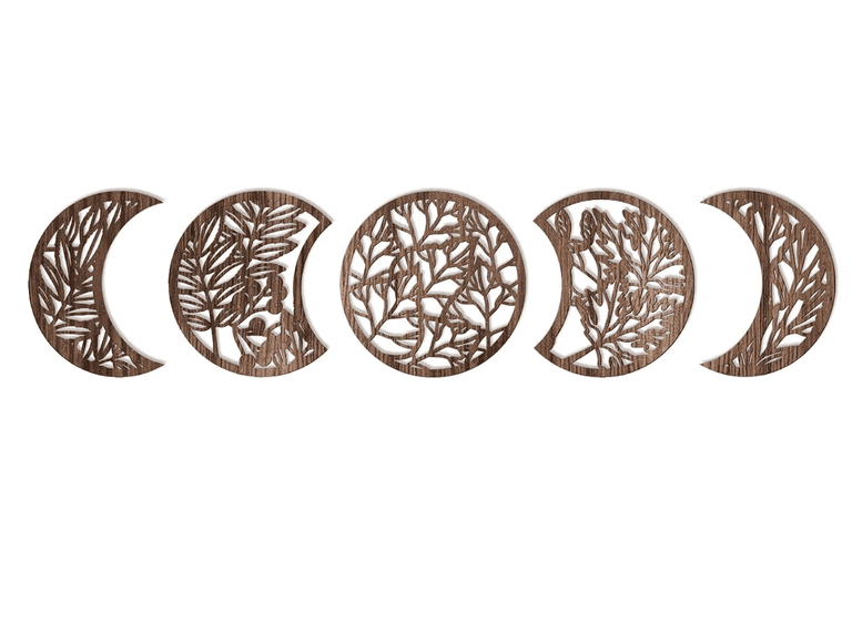 Jetec Nordic Moon Phases Hanging Wall Décor Set – Brown 5 Pieces ...