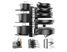 8 Tier Pot Organizer Rack & Lid Storage For Kitchen Cabinet AYJ