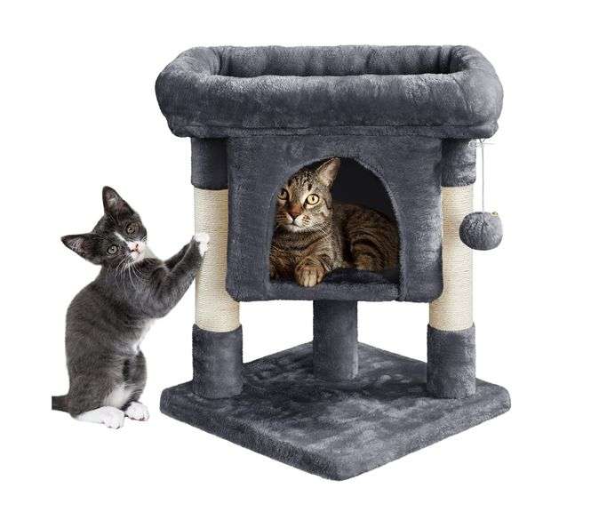 Yaheetech Cat Tree with Wide Top Perch – Dark Gray 592977 - Dutch Goat